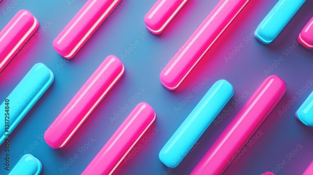 Poster vibrant neon colorful bars in geometric pattern on gradient background