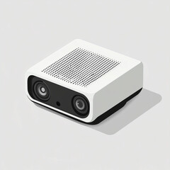 Obraz premium Minimalist graphic of a portable projector with sleek design.