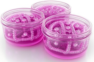 Pink DNA Growth in Lab Dishes.