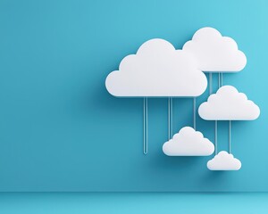 cloud infrastructure automation availability. Floating automated cloud layers connected by vibrant pathways, symbolizing efficiency and availability