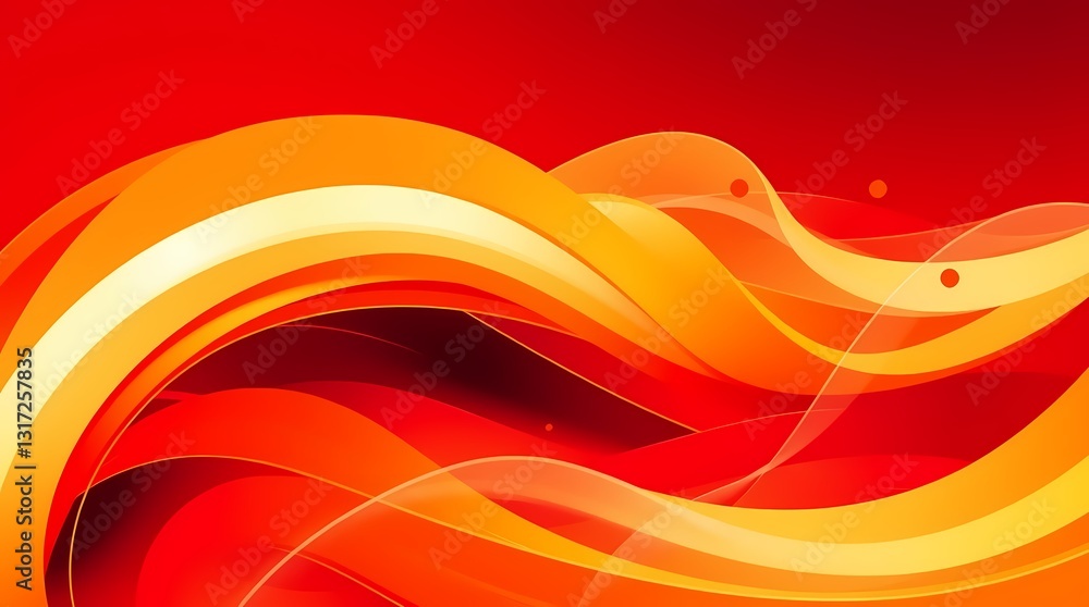 Poster fiery curves: abstract vector art of vibrant, swirling lines in shades of red and orange, creating a