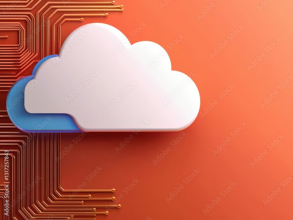 Poster cloud infrastructure security flexibility. a modern cloud icon against a vibrant orange background w