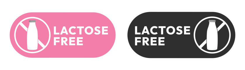 Set best Lactose free label or Lactose free logo vector isolated in flat style. Lactose free label vector for product packaging design element. Lactose free logo for packaging design.