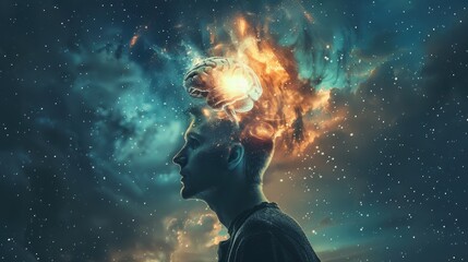 Fototapeta premium Abstract image illustrating the concept of mindset, intelligence, and success.