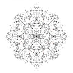 A line art mandala design illustration of a coloring page 
