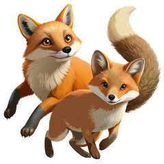 Obraz premium set of funny fox