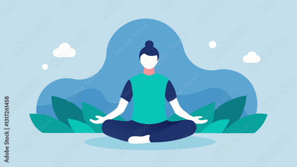 Aufkleber mindfulness session a person practicing mindfulness or meditation via a virtual counseling app with 
