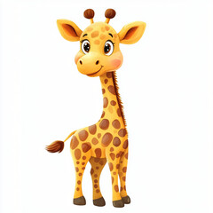 Fototapeta premium A watercolor cute baby giraffe painting illustration isolated on a white background, a cute baby giraffe illustration, painting, AI Painting design. 