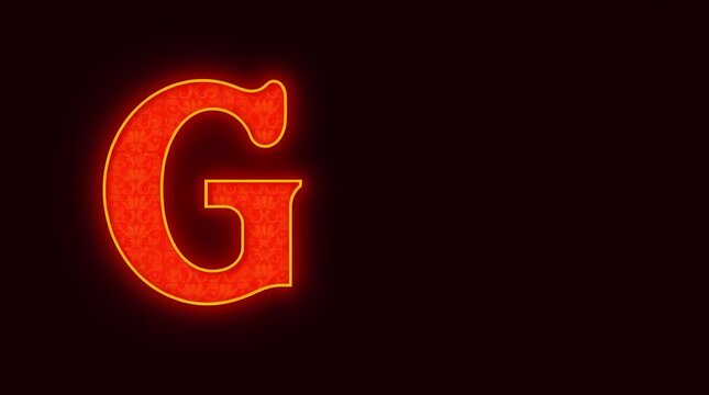 Glowing Letter G: A vibrant, fiery letter 'G' illuminated against a dark background, creating a sense of boldness and modern style. 