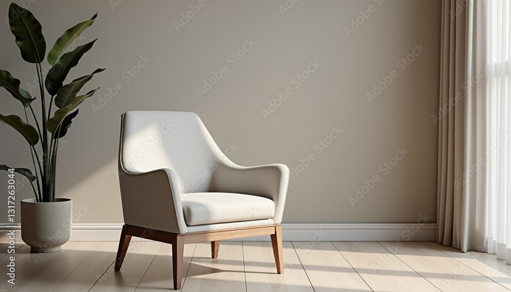 Poster elegant modern chair in a stylish studio setting with a neutral color palette and soft focus
