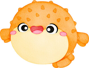 watercolor puffer fish © Je