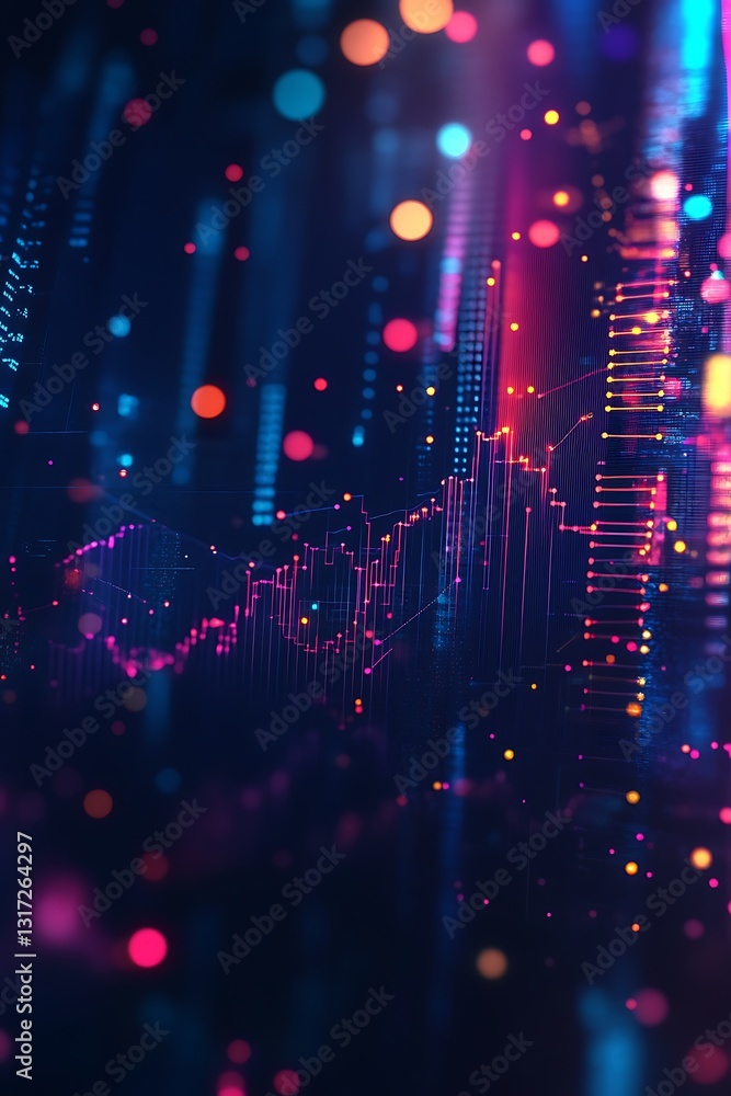 Poster Abstract Digital Background with Colorful Visual Elements and Data
