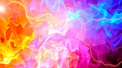 Vibrant Waves: A stunning display of color, with dynamic waves of orange, yellow, pink, purple, and blue creating an abstract and mesmerizing visual experience