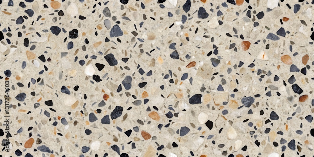 Fototapete a close-up view of a textured surface made of beige concrete with embedded stone chips in various sh