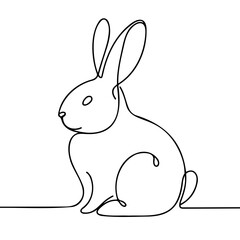 Obraz premium One-line drawing of a sitting rabbit