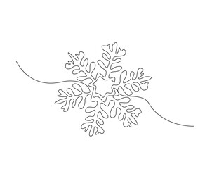 Snowflake simple outline illustration. Continuous line drawing of snowflake.
