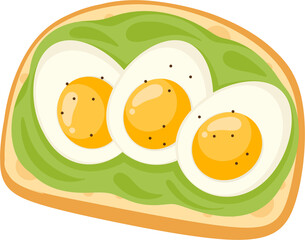 illustration avocado egg toast