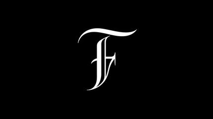 Elegant Lettering: An artistic and elegant letter "F" rendered in a stylized, decorative font.