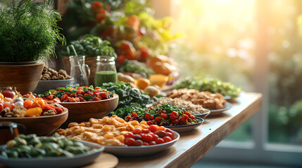 Fototapeta premium Nourishing the Body – A Colorful Spread of Nutritious Whole Foods