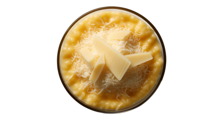 Creamy Cheese Risotto Italian Gourmet Dish, Yellow Cheese Recipe for Food Themes, isolated on transparent background.