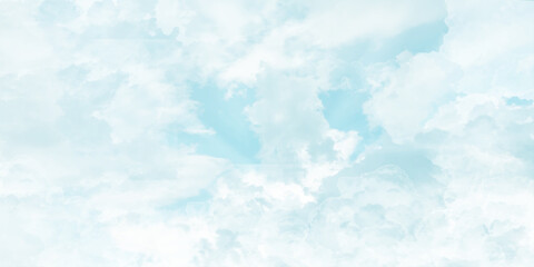 sunny sky blue light watercolor background. Aquarelle painting brush effect card paper textured canvas cloudy smoke space for text, entertaining card, template. aquamarine color graphics illustration