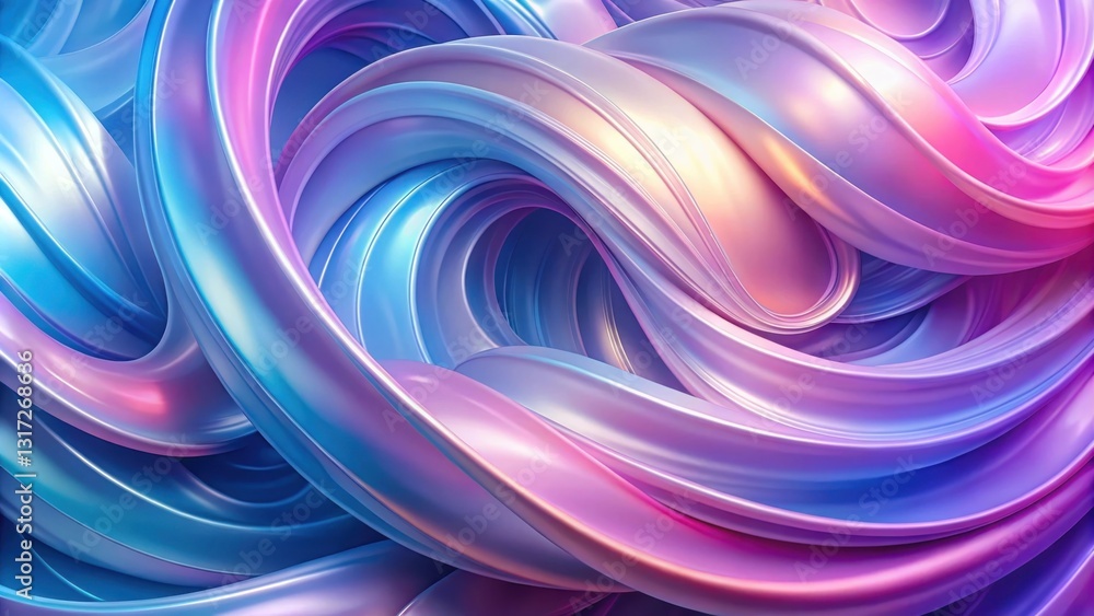 Fototapete abstract swirling fluid form with iridescent colors and smooth lines