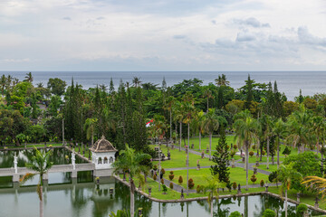 Water Palace Taman Ujung in Bali Island Indonesia - travel and architecture background