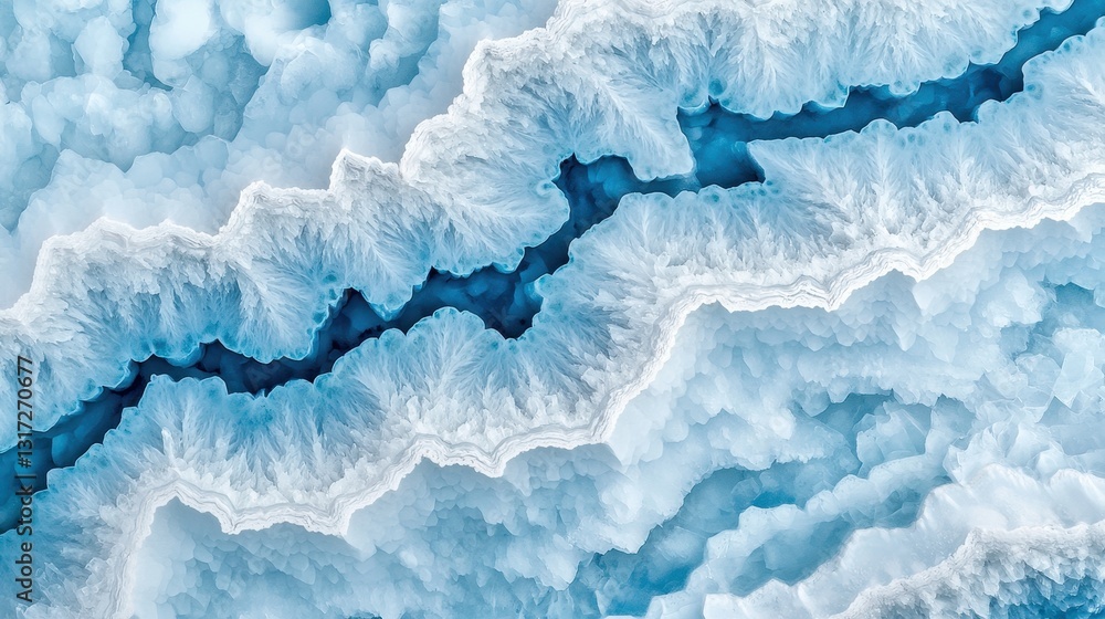 Poster aerial view of ice formations with intricate patterns and textures