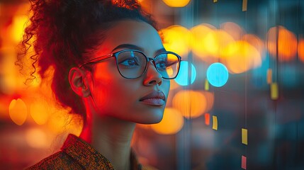 A diverse group of three professionals is engaged in a collaborative brainstorming session.