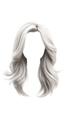 wig, flowing wavy hair, stylish hairstyle. Elegant silver shade, ash color,. Gray, blonde