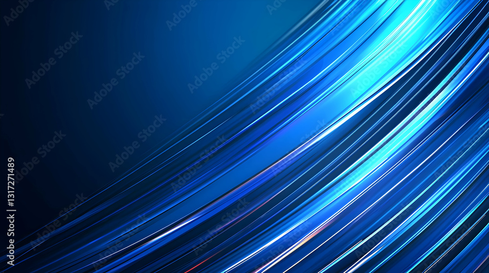 Poster dynamic blue light trails abstract background design with bright glowing lines and modern futuristic