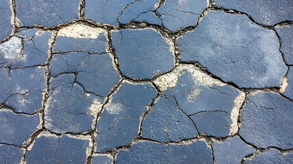 Cracked asphalt texture, close-up view