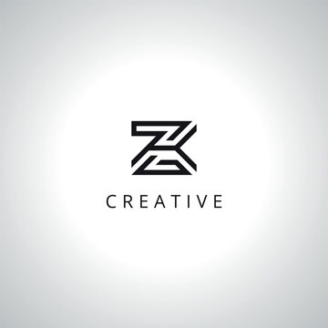 Abstract ZK KZ Monogram Logo Template With Vector Eps.