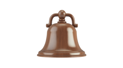 A brown bell made from a polished material showcases a traditional design. It can be used for signaling or as a decorative piece in homes or events