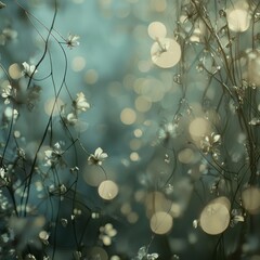 Tiny flowers in ethereal light, soft bokeh