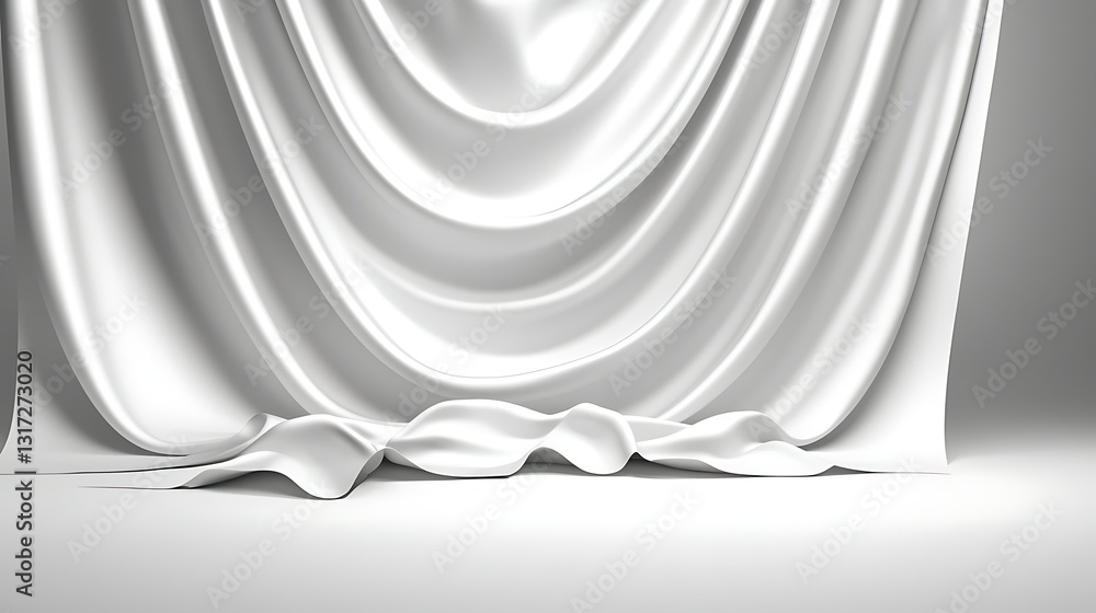 Aufkleber elegant white draped fabric with soft texture and subtle shadows for art and design elements