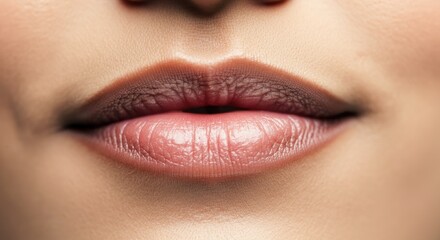 Fototapeta premium Close-up of woman's lips with natural texture
