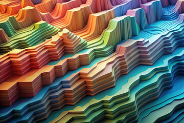 Fototapeta premium Minimal overlapping, slow-moving tectonic plates, with smooth color transitions between each layer to create a gentle abstract motion