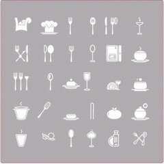  Vector illustration in modern thin line style of nourishment related icons: service, dish, table setting, and more. Pictograms and infographics for mobile apps