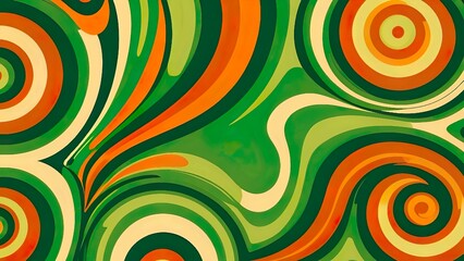 Retro Psychedelic Swirl Pattern - 70s Style Abstract Background for Wallpaper, Party Decorations, and Vintage Design Projects