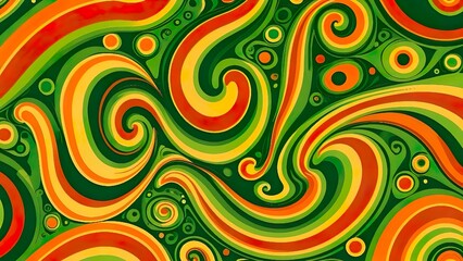 Retro 70s Psychedelic Swirl Pattern - Groovy Abstract Background Design for Vintage Hippie Style Wallpaper and Fashion Prints