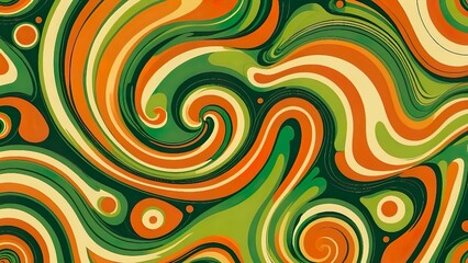 Retro 70s Psychedelic Swirl Pattern - Vintage Hippie Abstract Background for Wallpaper, Textile Design and Party Decorations