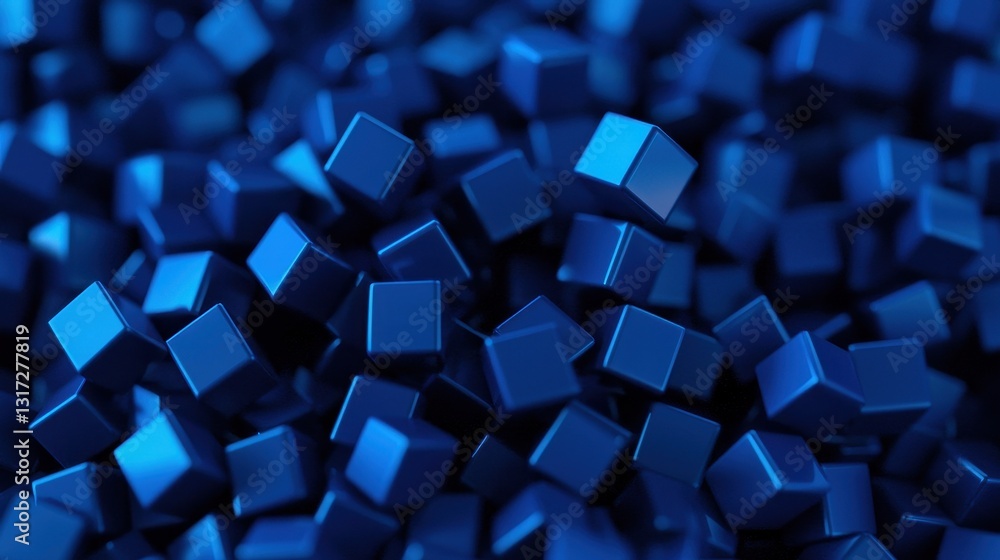 Poster abstract blue cube arrangement creating a modern minimalist style