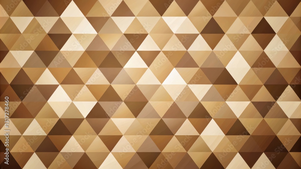 Aufkleber Geometric pattern with triangular shapes in shades of brown, beige, and white creating a repeating pattern with a subtle gradient effect.