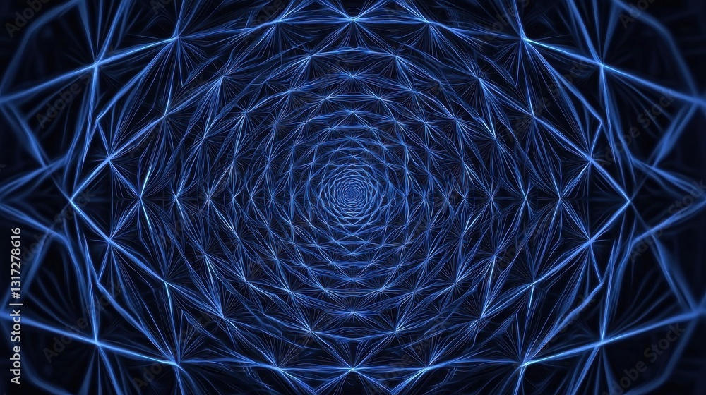 Poster abstract blue geometric pattern with luminous circular design