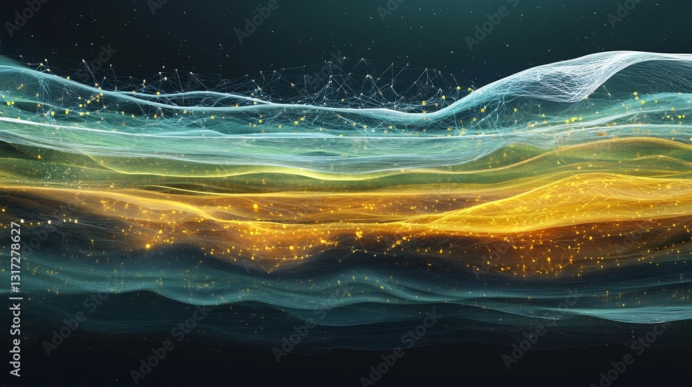 Poster abstract depiction of scalability interconnected layers symbolizing growth system expansion