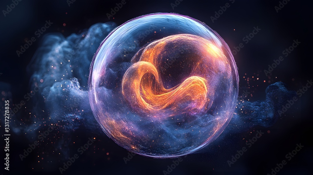 Poster a weird-shaped bubble on a black background, creating a surreal and abstract visual effect for creat