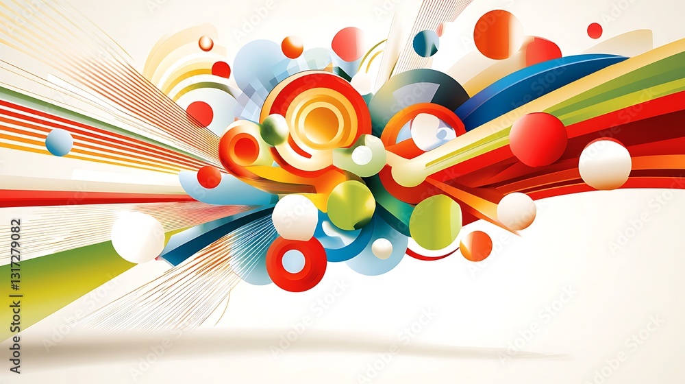 Aufkleber vibrant abstract background with colorful circles and dynamic waves in bright artistic style