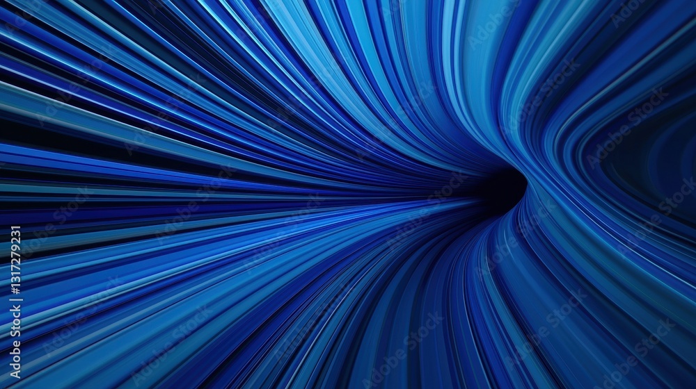 Poster abstract blue tunnel with dynamic flowing lines and dark center