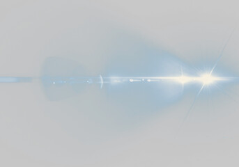 Bright light source emitting a horizontal streak with Dramatic lens flare effect on transparent background